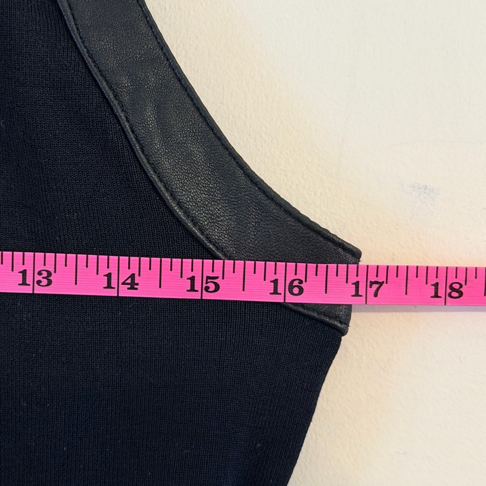 INC International Concepts Black Sleeveless Top with Leather Trim Size L - Picture 5 of 9